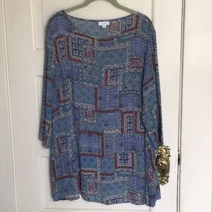 J.Jill Blue Patchwork Print Tunic
